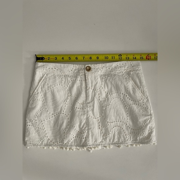 Lilly Pulitzer Lorelie Skort In Resort White Leaf Eyelet Pom trim 0 - Picture 4 of 9